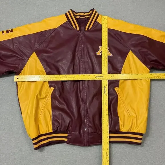 Steve & Barry’s Minnesota Golden Gophers Bomber Jacket Faux Leather Coat Mens XL - Picture 2 of 9